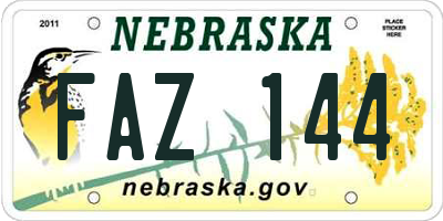 NE license plate FAZ144