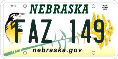 NE license plate FAZ149