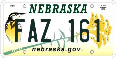 NE license plate FAZ161