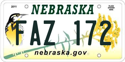 NE license plate FAZ172