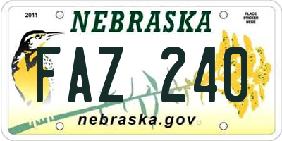 NE license plate FAZ240