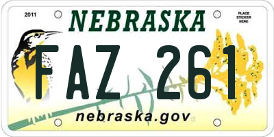 NE license plate FAZ261