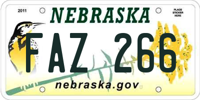 NE license plate FAZ266