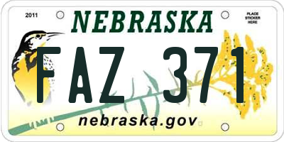NE license plate FAZ371