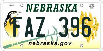 NE license plate FAZ396