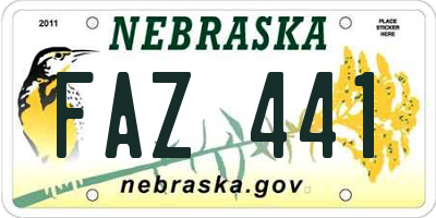 NE license plate FAZ441