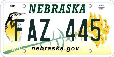 NE license plate FAZ445