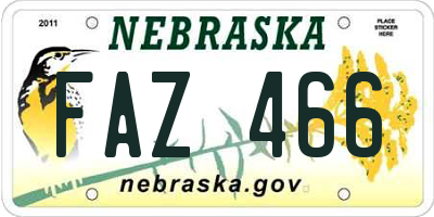 NE license plate FAZ466