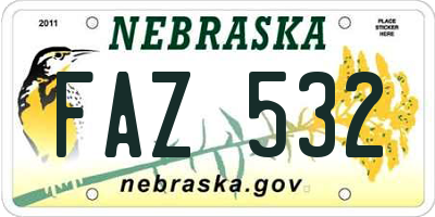 NE license plate FAZ532