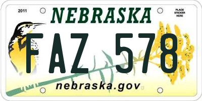 NE license plate FAZ578
