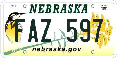 NE license plate FAZ597