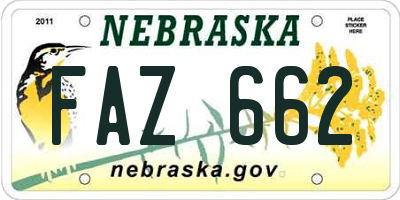 NE license plate FAZ662