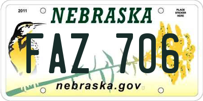 NE license plate FAZ706