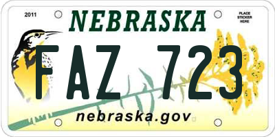 NE license plate FAZ723
