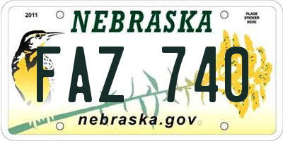 NE license plate FAZ740