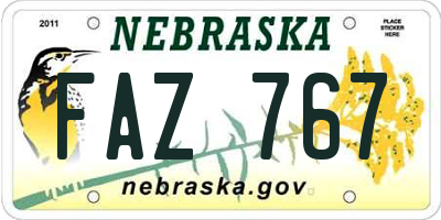 NE license plate FAZ767