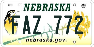 NE license plate FAZ772