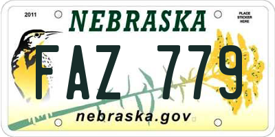 NE license plate FAZ779