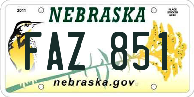 NE license plate FAZ851