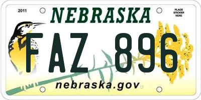 NE license plate FAZ896