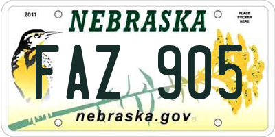 NE license plate FAZ905