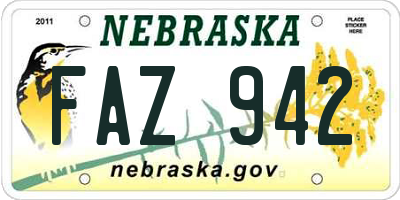 NE license plate FAZ942
