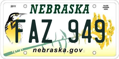 NE license plate FAZ949