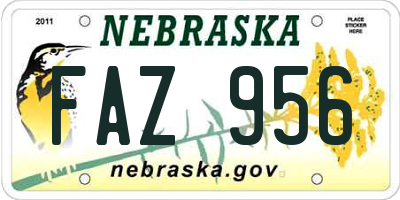 NE license plate FAZ956