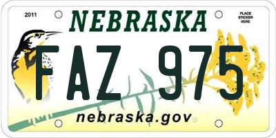 NE license plate FAZ975
