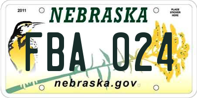 NE license plate FBA024