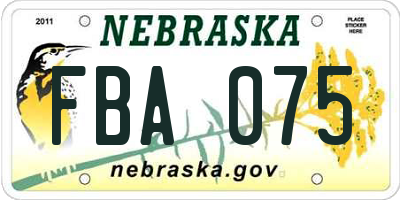 NE license plate FBA075