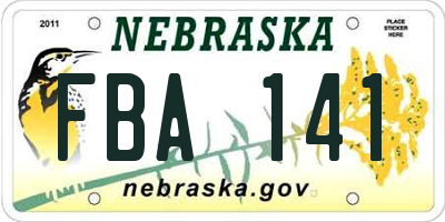 NE license plate FBA141