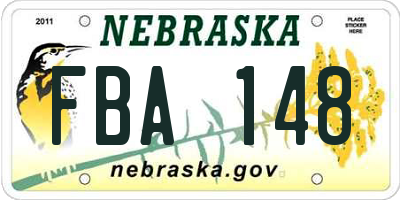 NE license plate FBA148