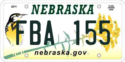 NE license plate FBA155