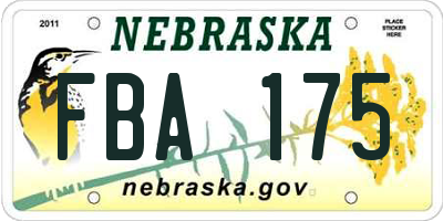 NE license plate FBA175