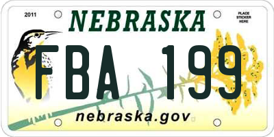 NE license plate FBA199