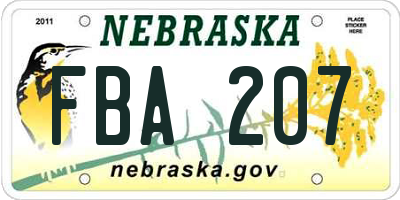 NE license plate FBA207