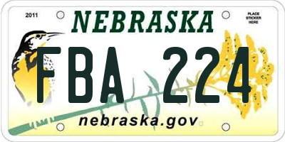NE license plate FBA224