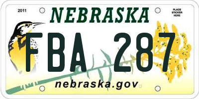 NE license plate FBA287