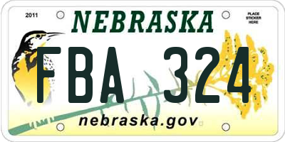 NE license plate FBA324