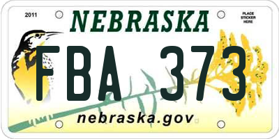 NE license plate FBA373