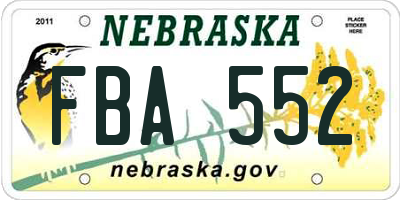 NE license plate FBA552