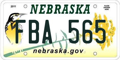 NE license plate FBA565