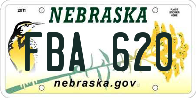 NE license plate FBA620