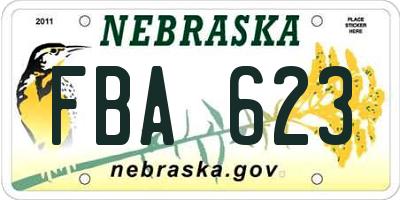 NE license plate FBA623