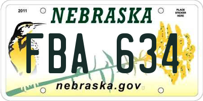 NE license plate FBA634