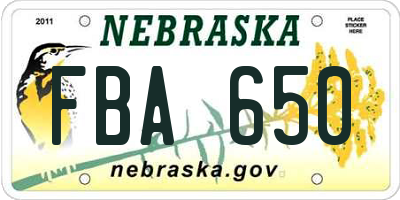 NE license plate FBA650