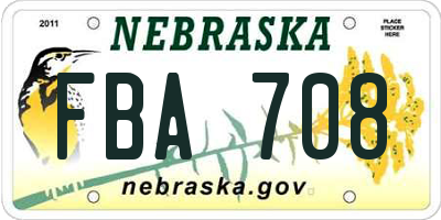 NE license plate FBA708