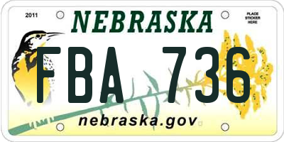 NE license plate FBA736