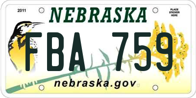 NE license plate FBA759